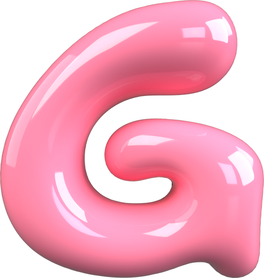 Pink 3D Bubble Gum Uppercase Letter G